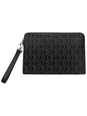 A5 Triangle CD Diamond Canvas Clutch Bag Black Dior