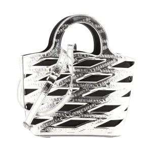 Balenciaga Neo Basket Metallic Silver Leather Small Satchel Bag 630708