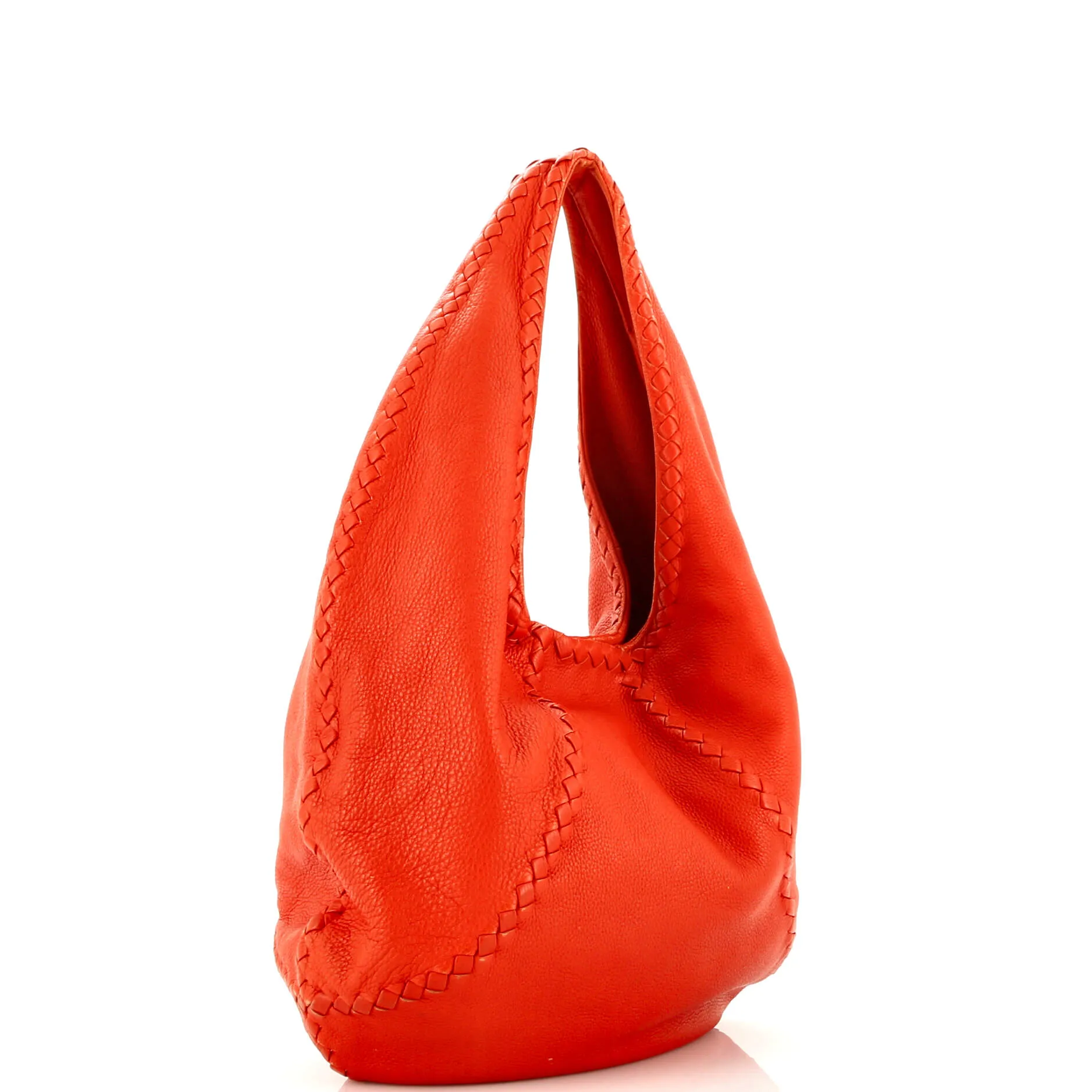 Baseball Hobo Leather with Intrecciato Detail Medium