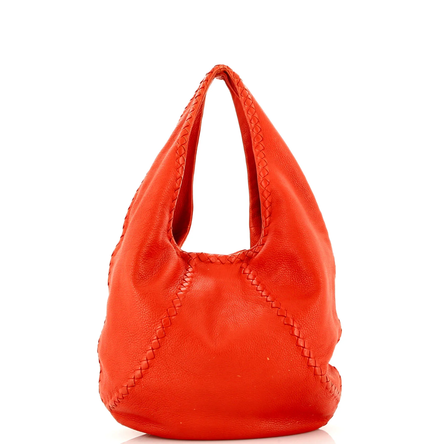 Baseball Hobo Leather with Intrecciato Detail Medium