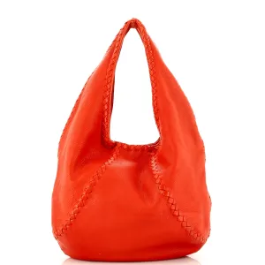 Baseball Hobo Leather with Intrecciato Detail Medium