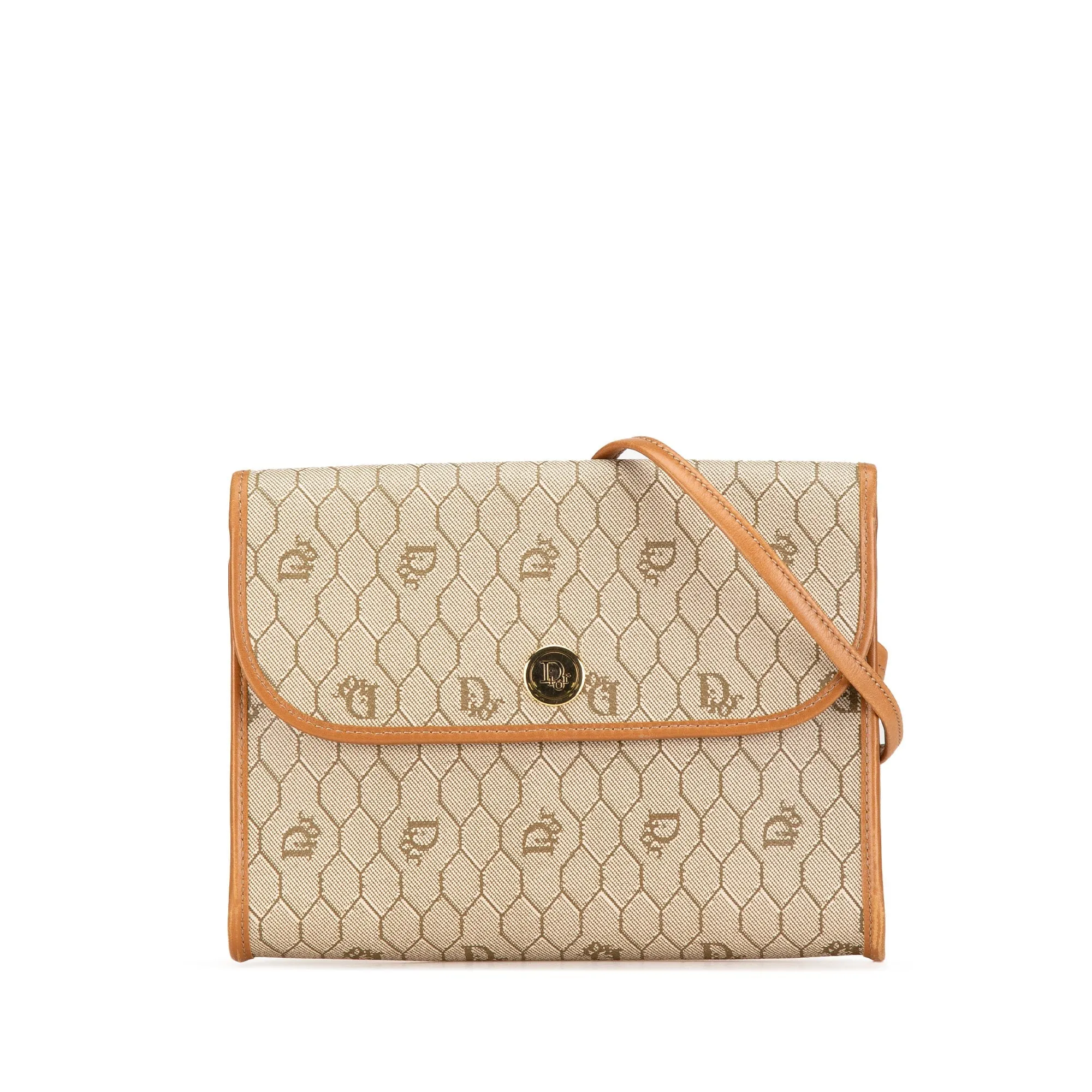 Beige Dior Honeycomb Coated Canvas Crossbody