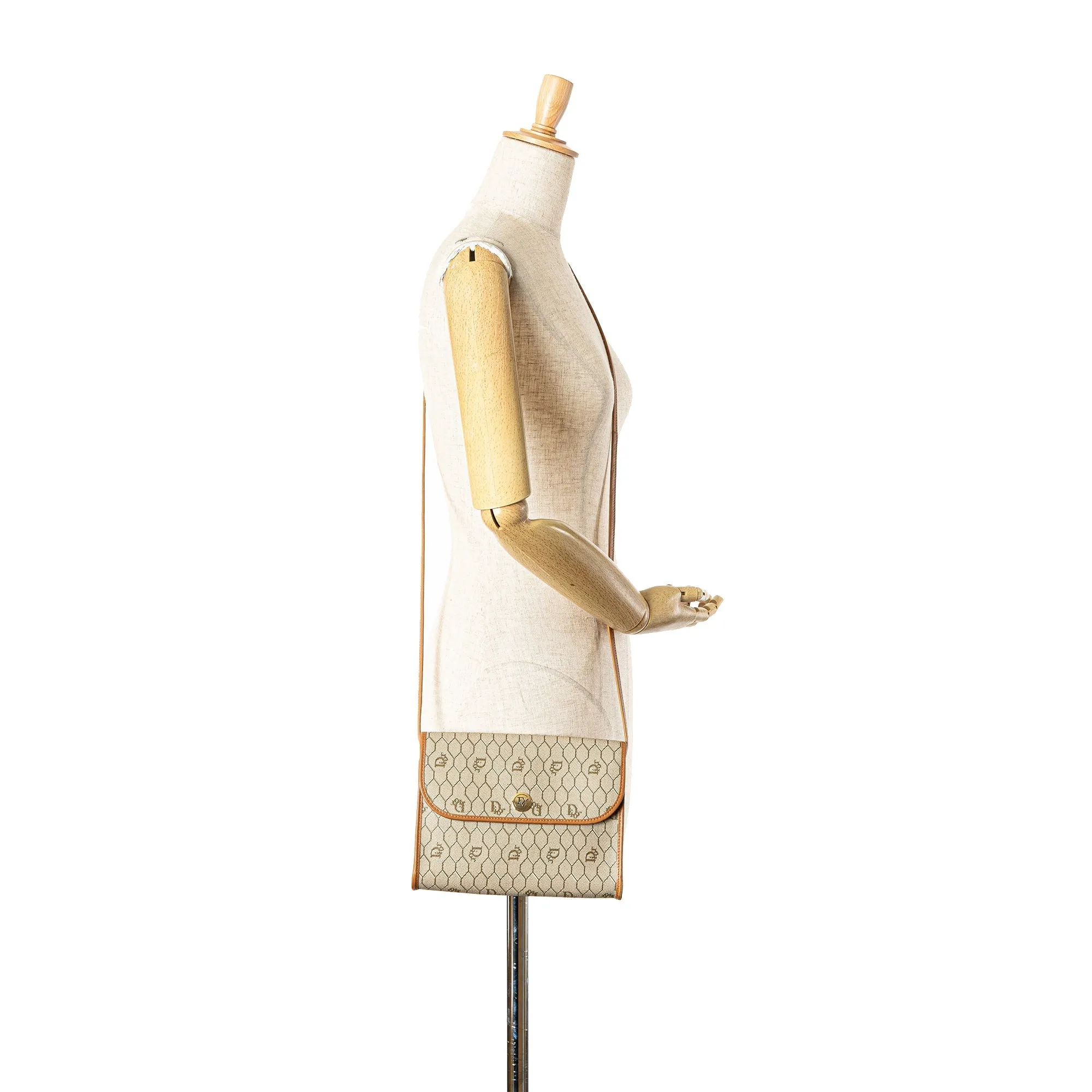 Beige Dior Honeycomb Coated Canvas Crossbody