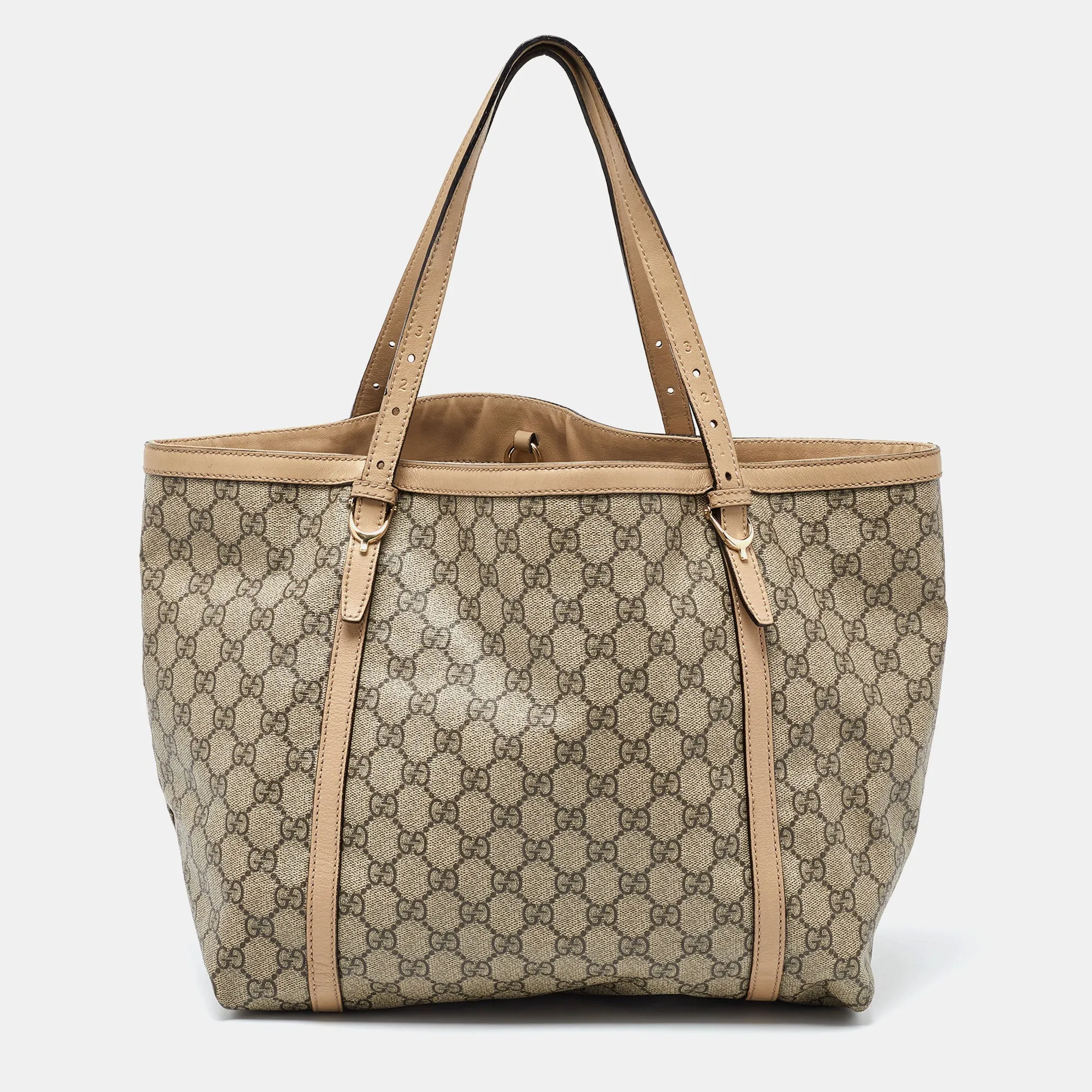 Beige GG Supreme Canvas and Leather Nice Tote