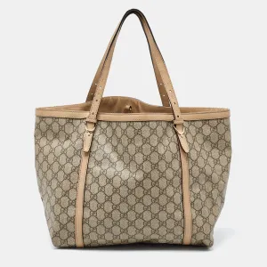 Beige GG Supreme Canvas and Leather Nice Tote