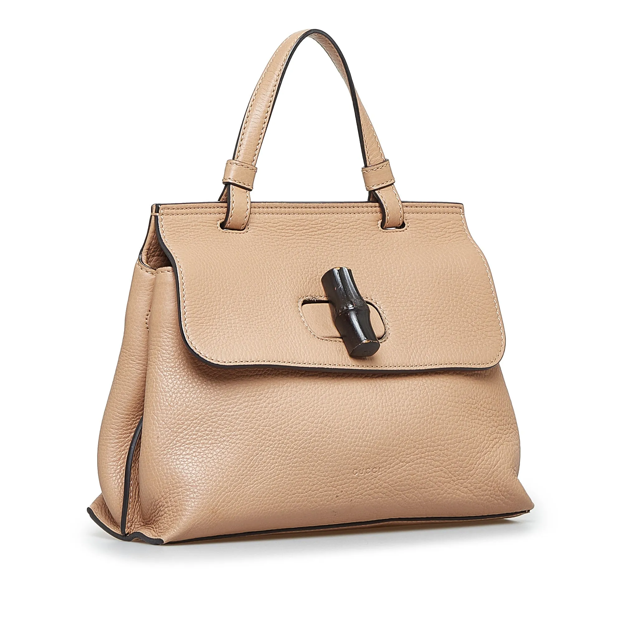 Beige Gucci Small Bamboo Daily Satchel