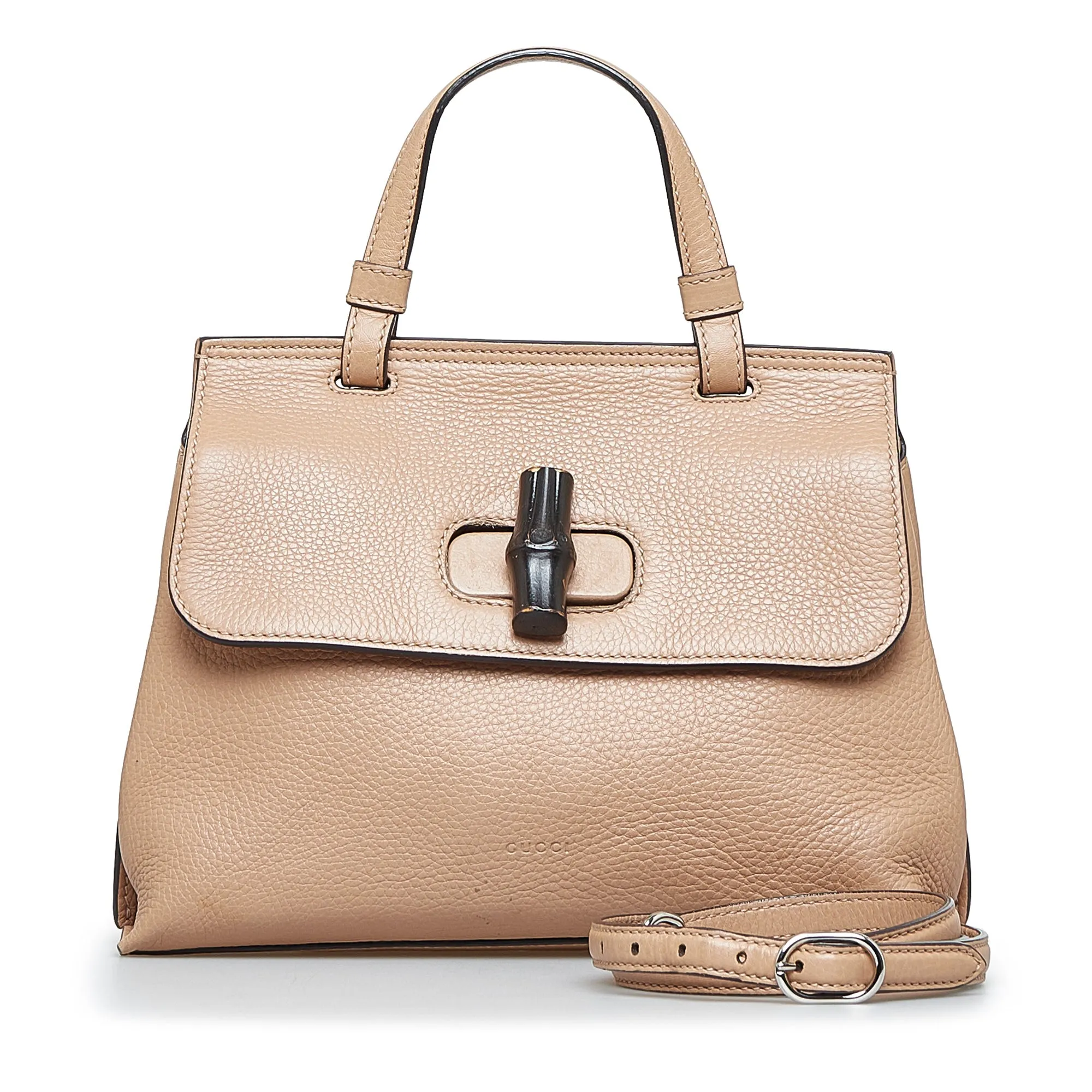 Beige Gucci Small Bamboo Daily Satchel