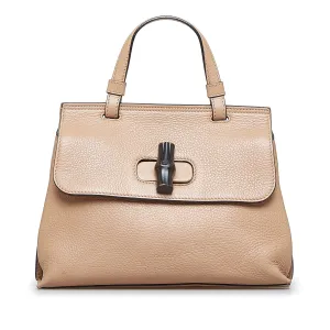 Beige Gucci Small Bamboo Daily Satchel