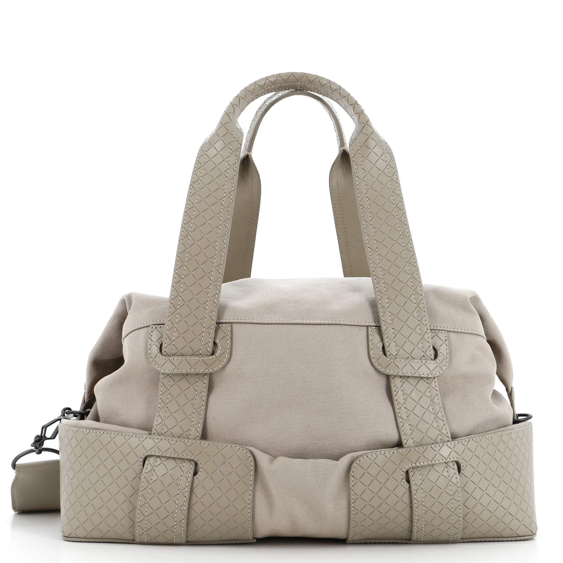 Belted Duffle Bag Canvas with Intrecciato Nappa Detail Medium