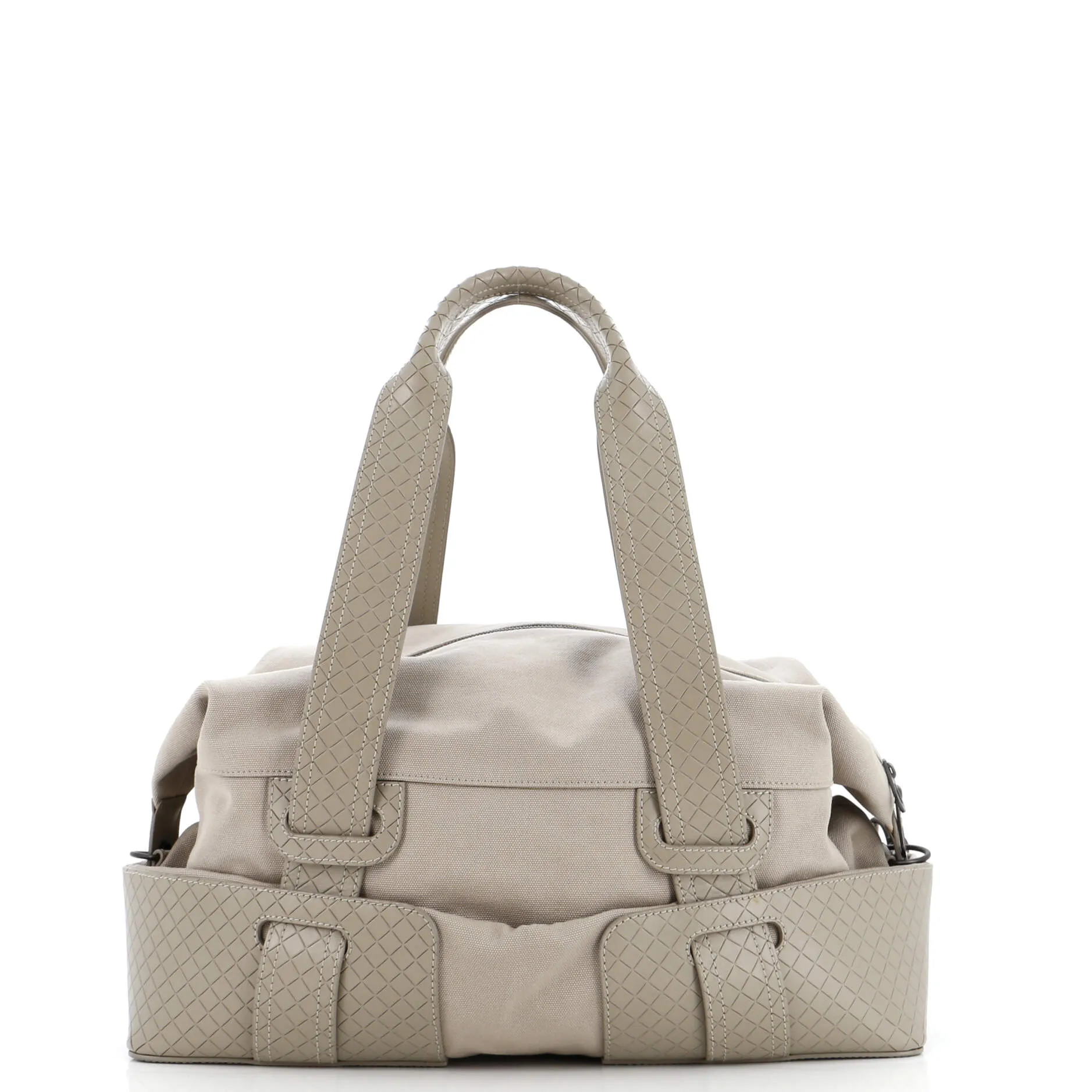 Belted Duffle Bag Canvas with Intrecciato Nappa Detail Medium