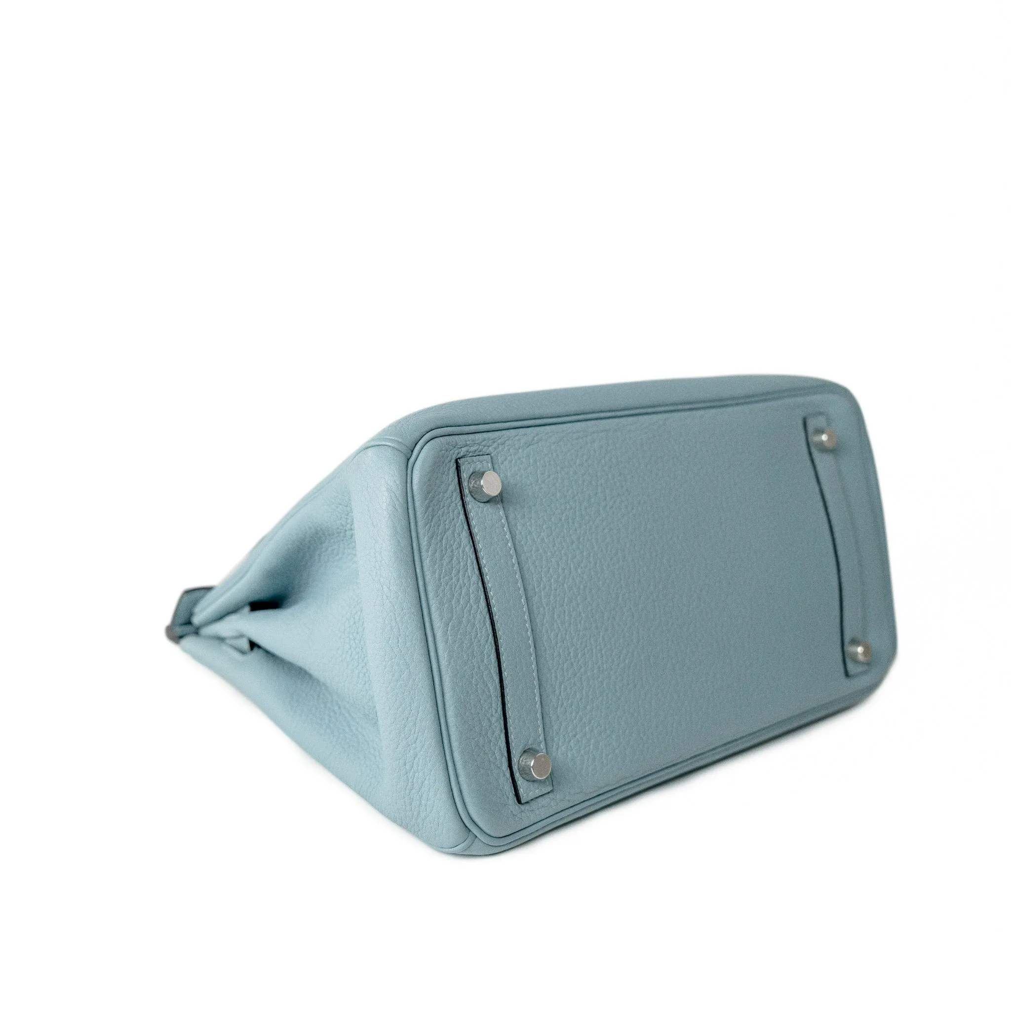 Birkin 30 Blue Ciel Clemence Palladium Plated M Square Stamp