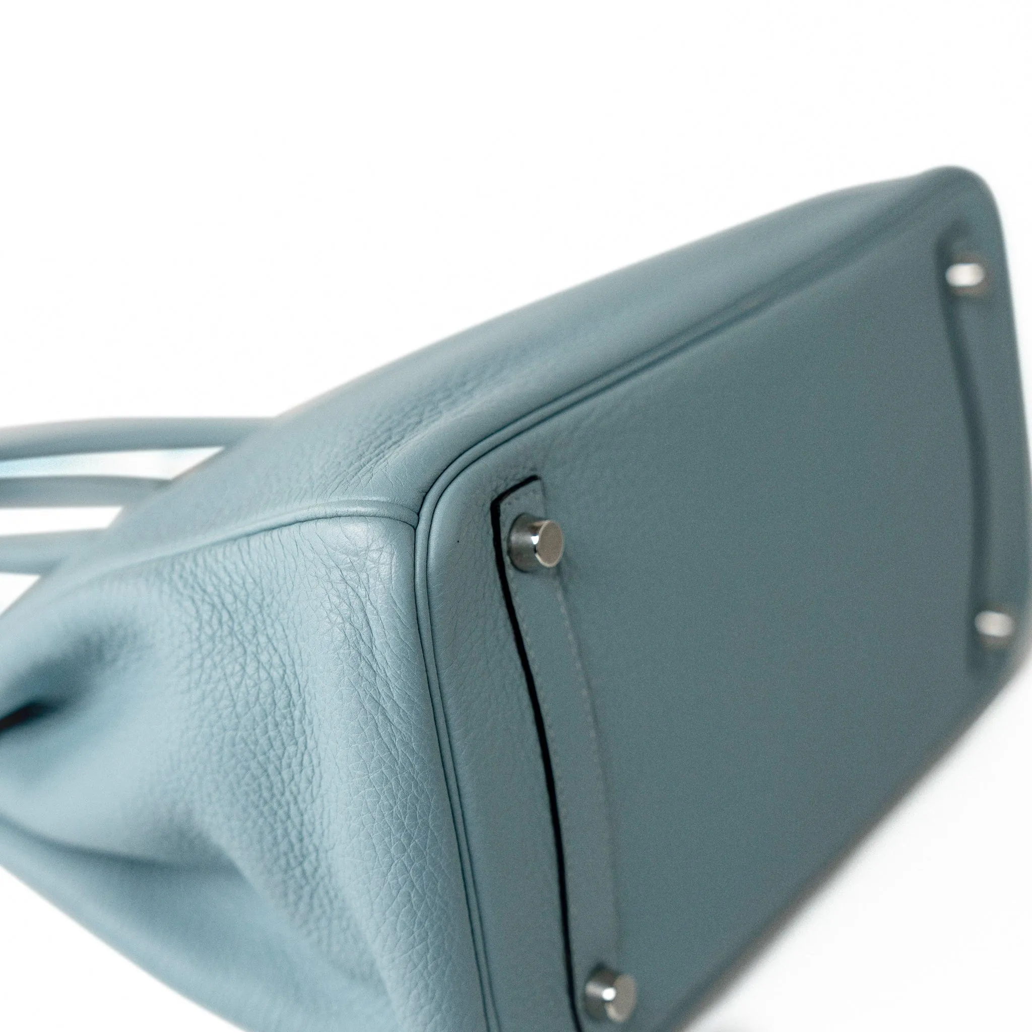 Birkin 30 Blue Ciel Clemence Palladium Plated M Square Stamp