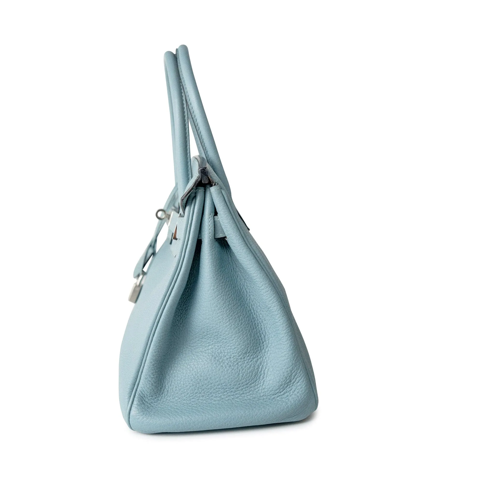 Birkin 30 Blue Ciel Clemence Palladium Plated M Square Stamp