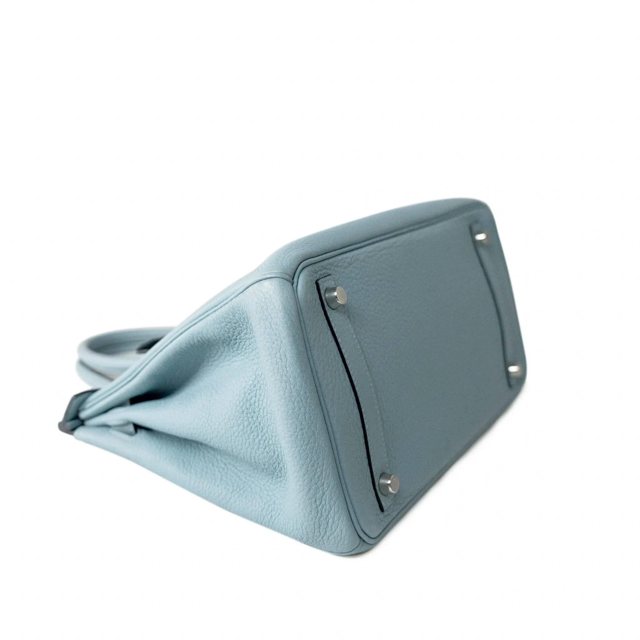 Birkin 30 Blue Ciel Clemence Palladium Plated M Square Stamp