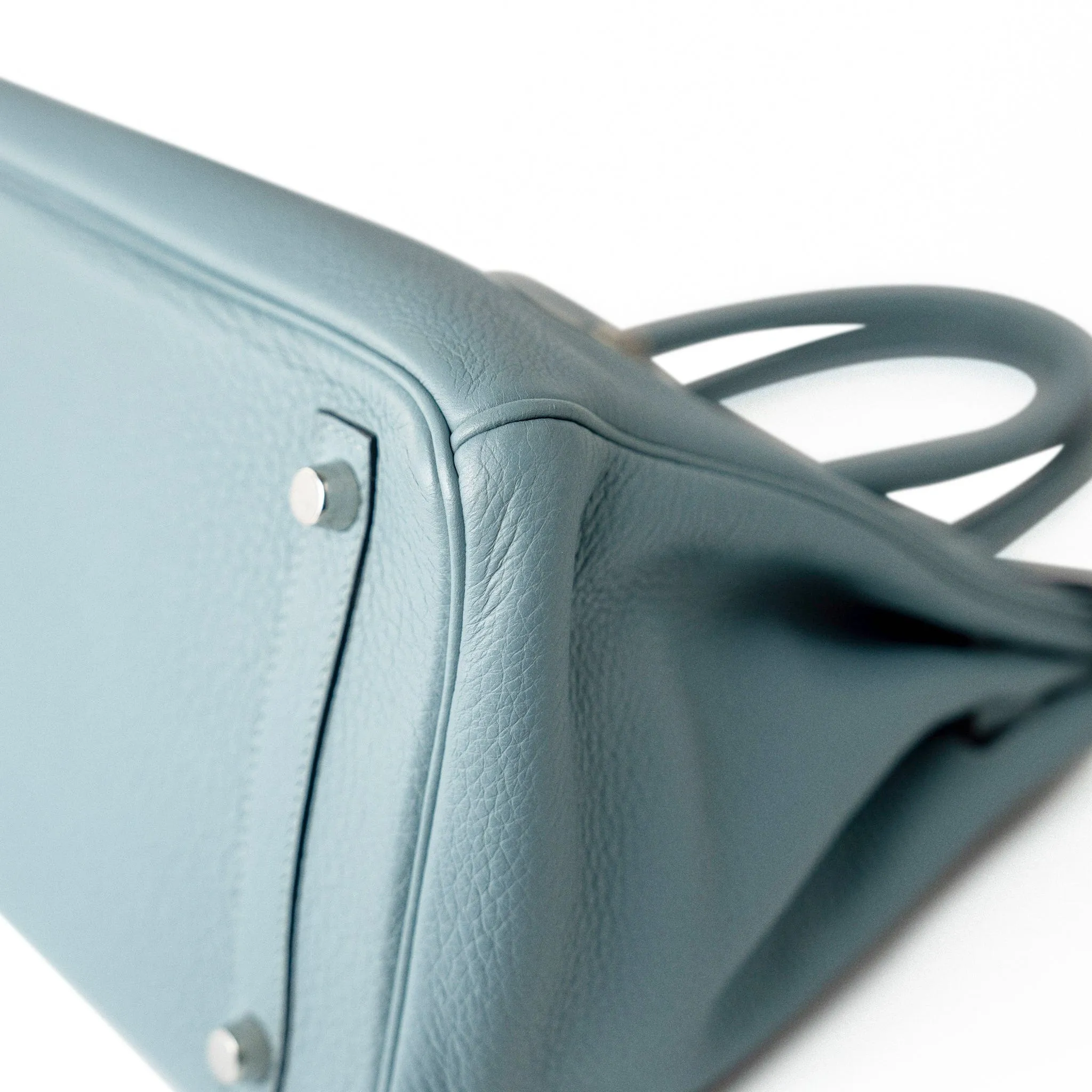 Birkin 30 Blue Ciel Clemence Palladium Plated M Square Stamp