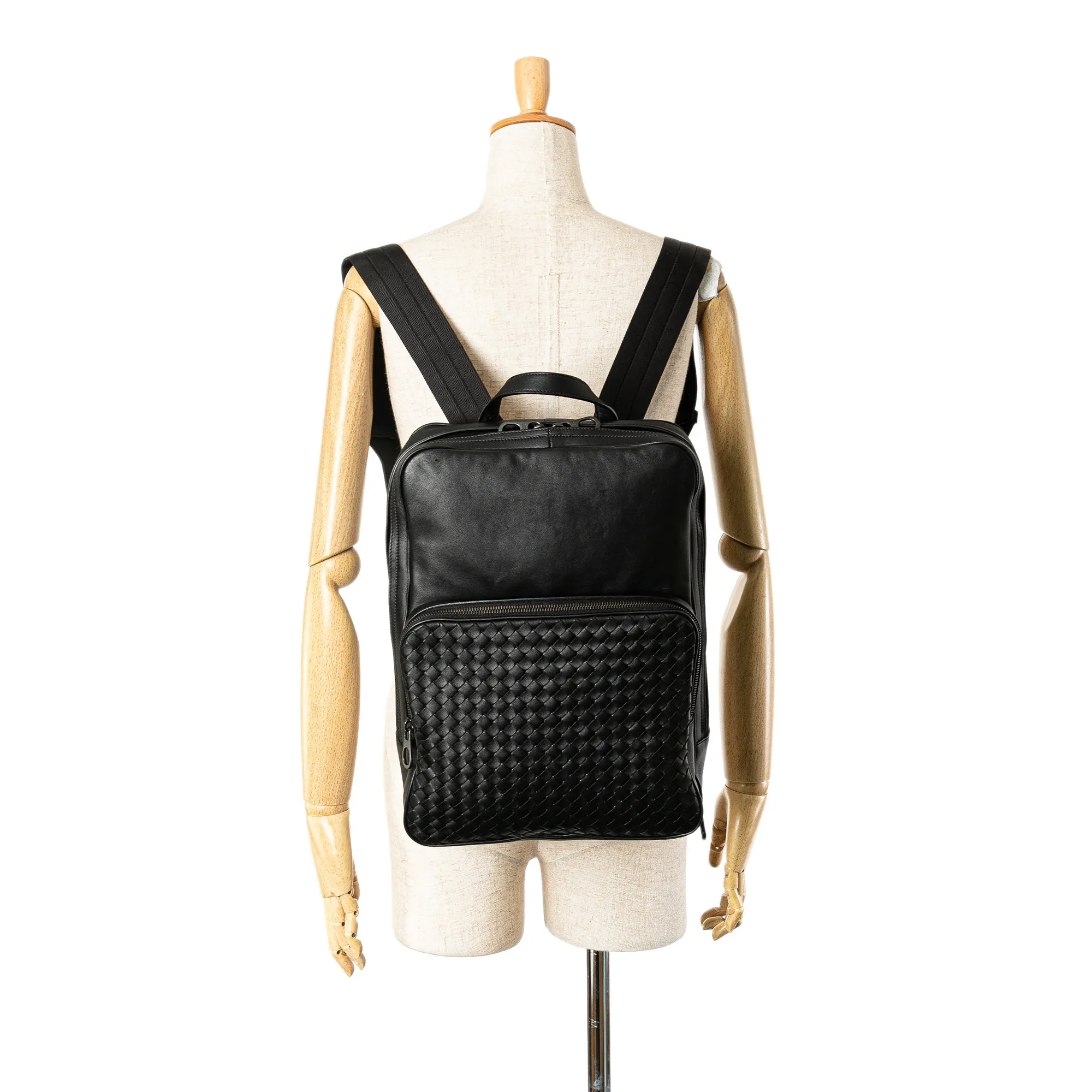 Black Bottega Veneta Intrecciato Backpack