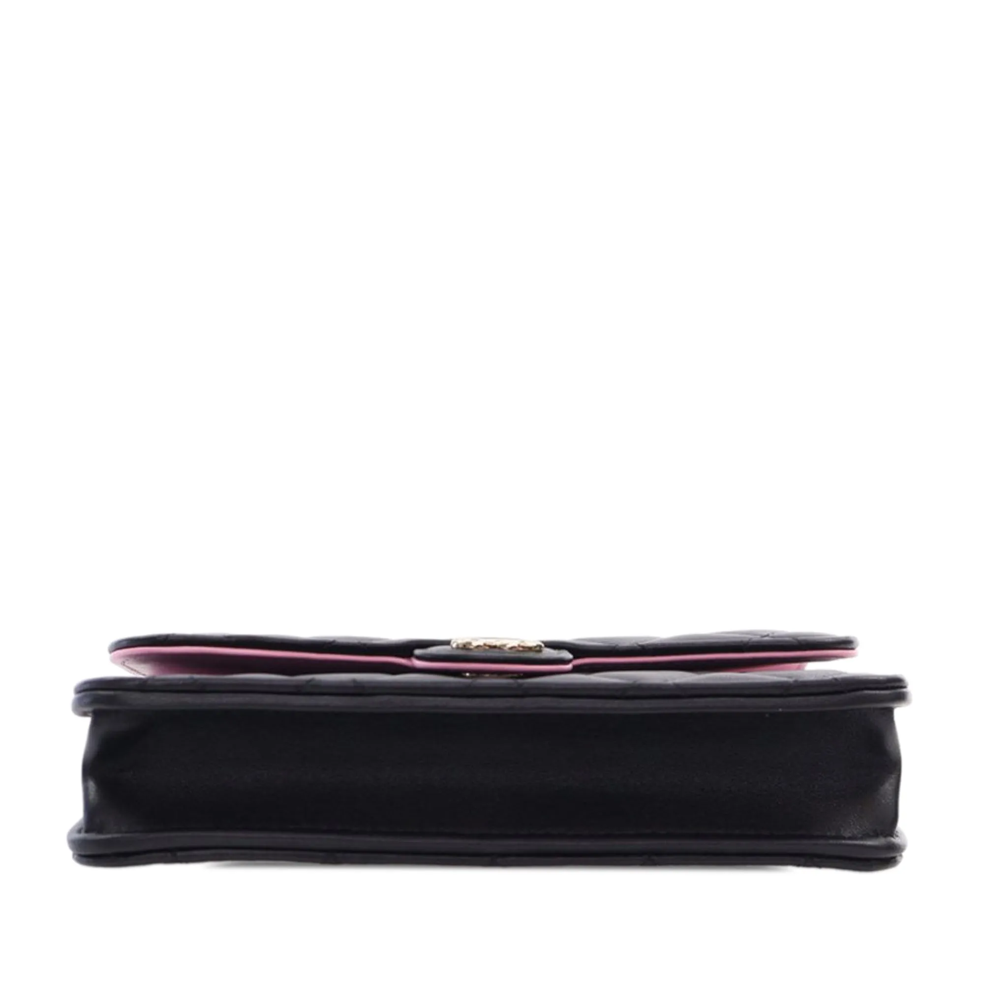 Black Chanel Bicolor Quilted Lambskin Top Handle Phone Holder with Chain Satchel