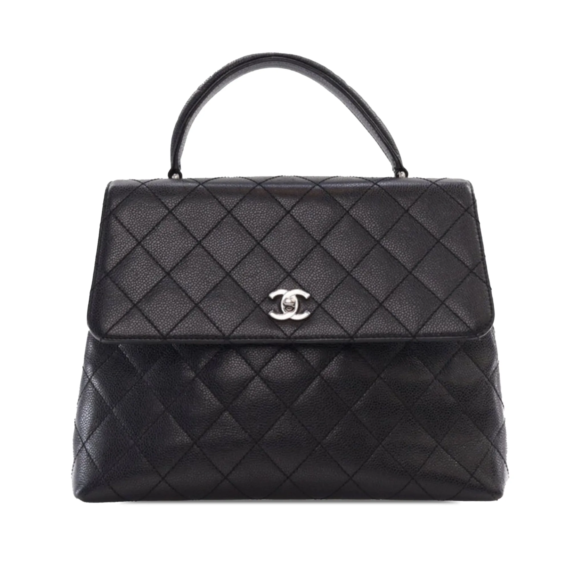 Black Chanel Caviar Kelly Top Handle Bag