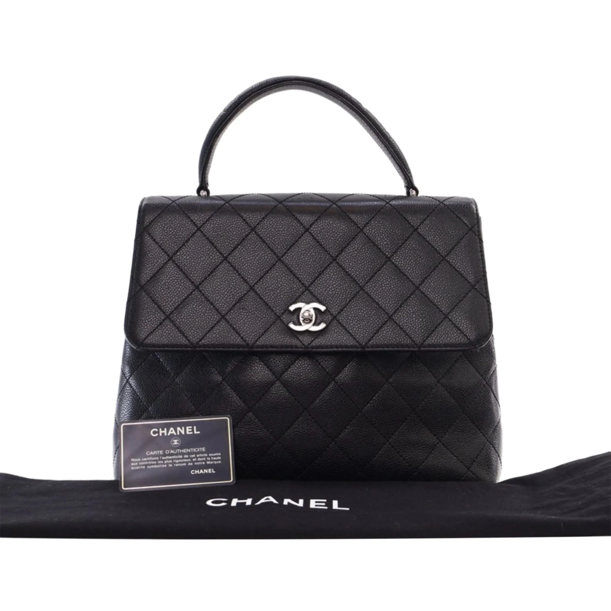 Black Chanel Caviar Kelly Top Handle Bag