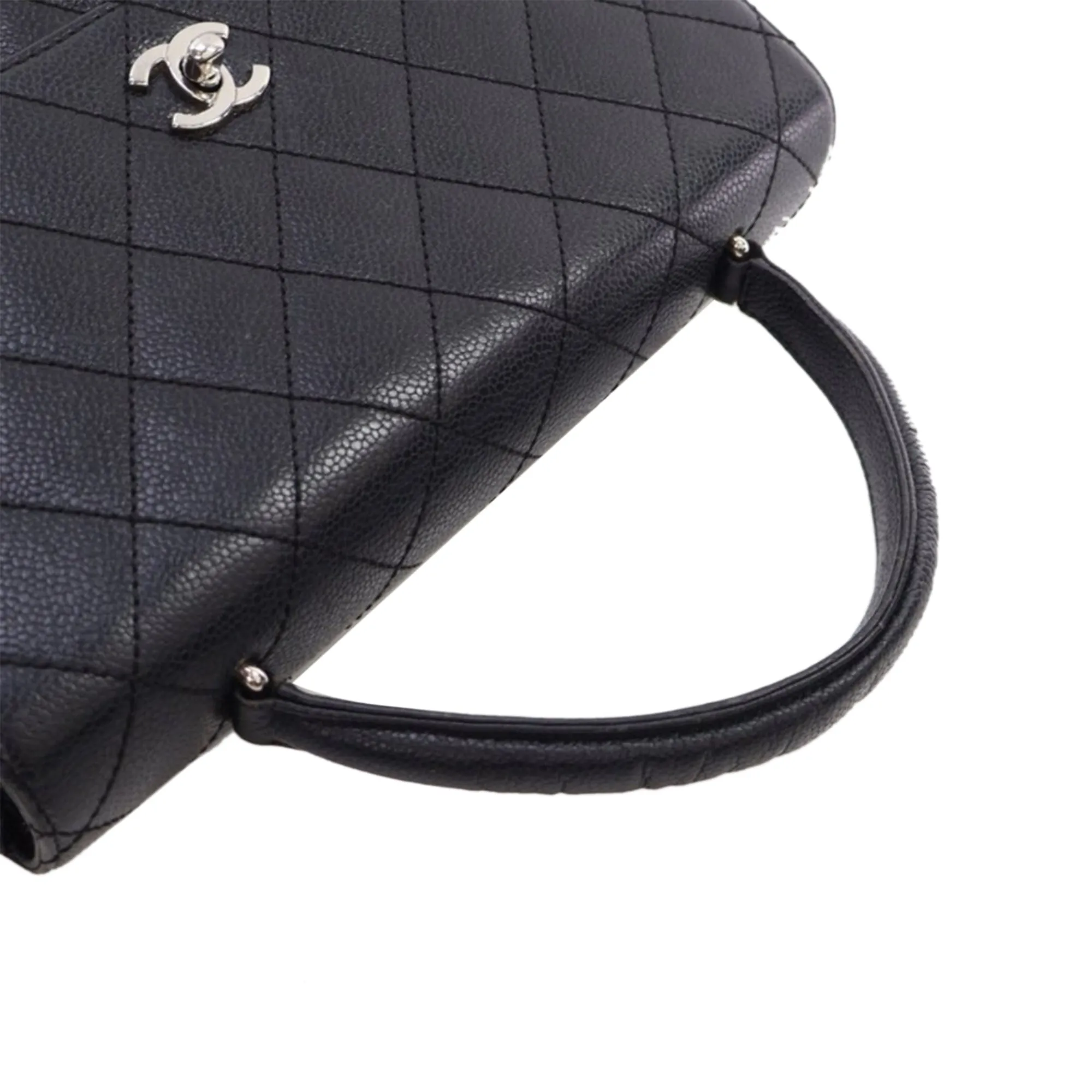 Black Chanel Caviar Kelly Top Handle Bag