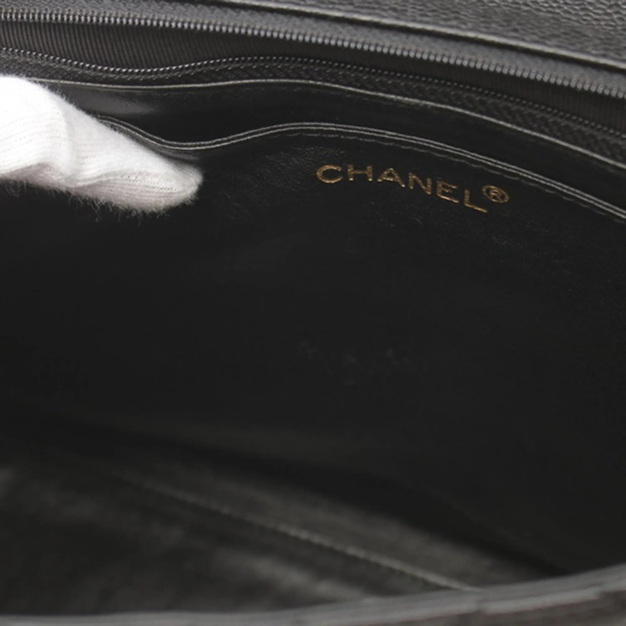 Black Chanel Caviar Kelly Top Handle Bag