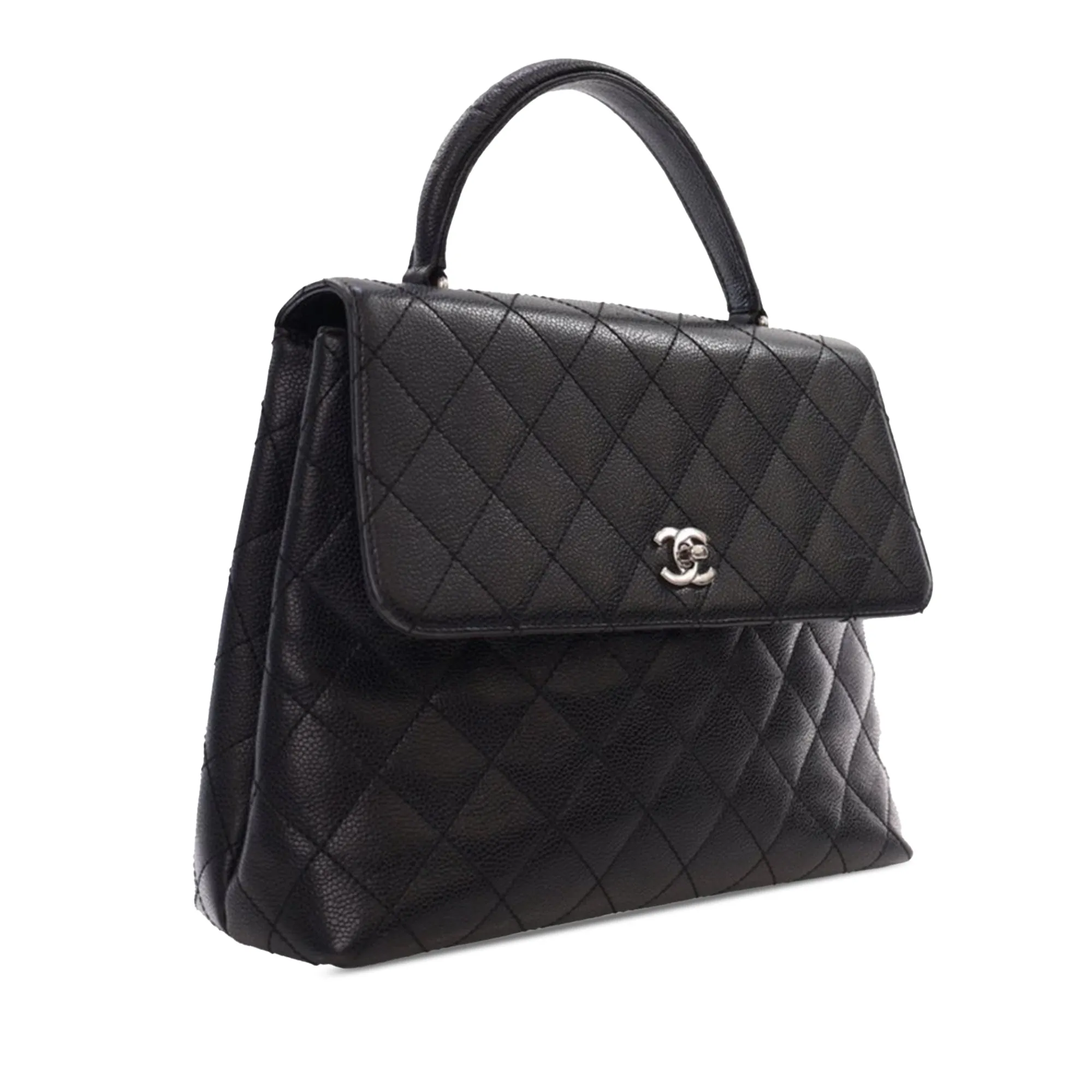 Black Chanel Caviar Kelly Top Handle Bag