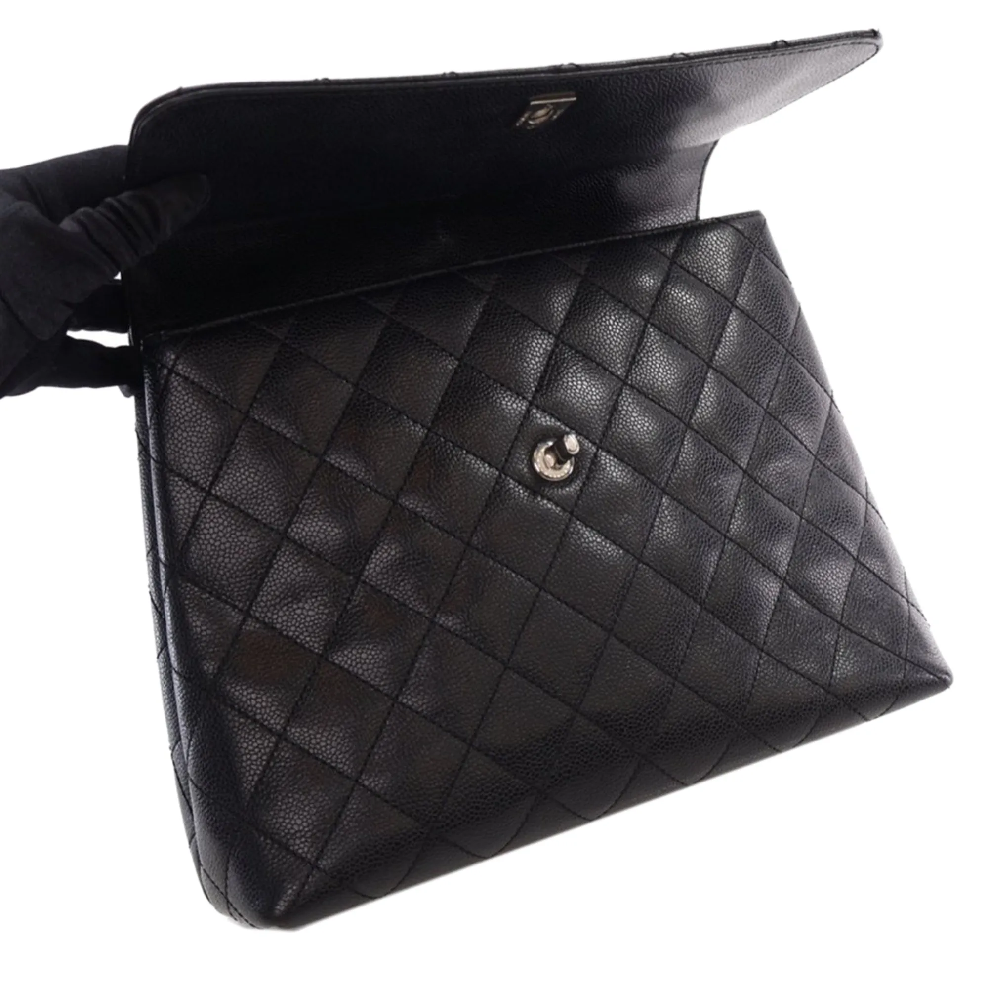 Black Chanel Caviar Kelly Top Handle Bag