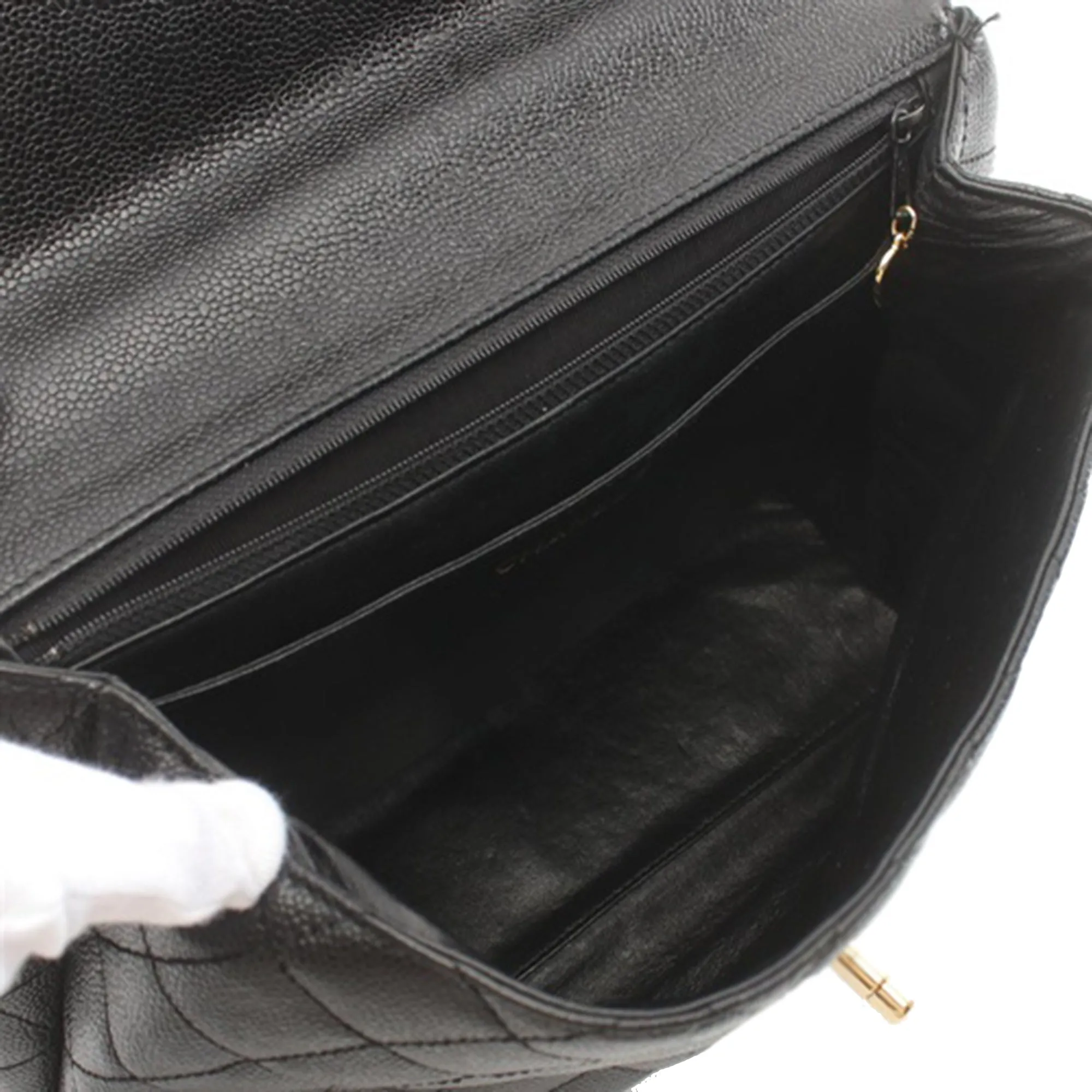 Black Chanel Caviar Kelly Top Handle Bag