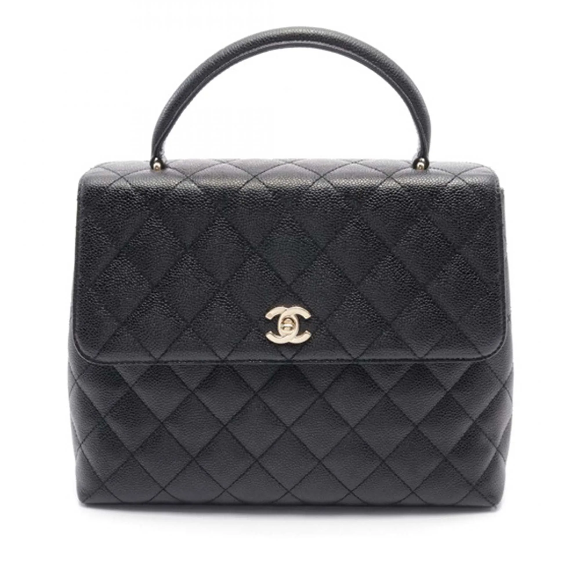 Black Chanel Caviar Kelly Top Handle Bag