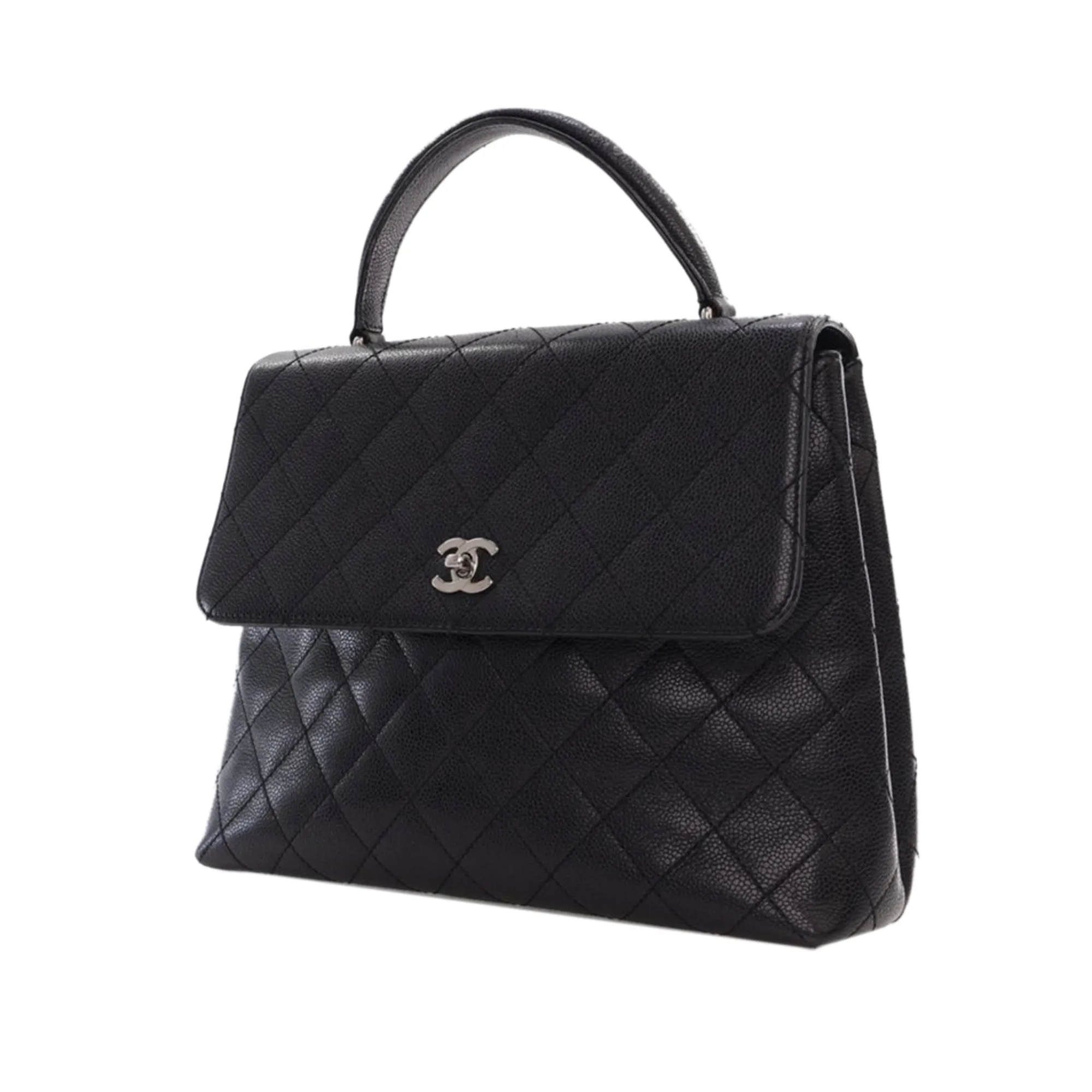 Black Chanel Caviar Kelly Top Handle Bag
