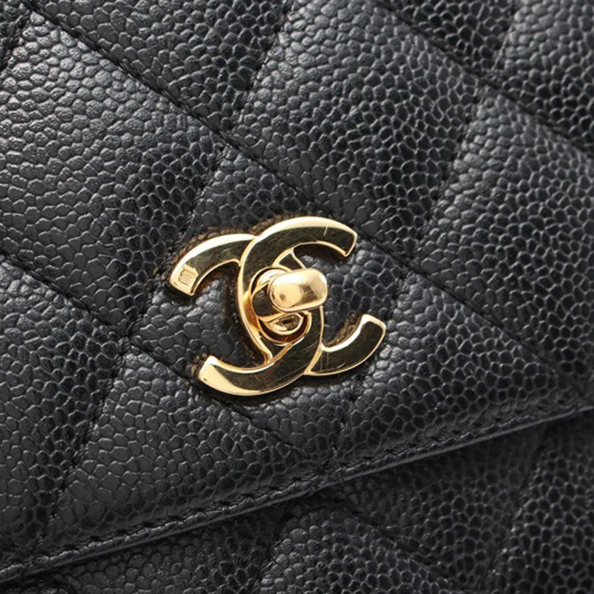 Black Chanel Caviar Kelly Top Handle Bag
