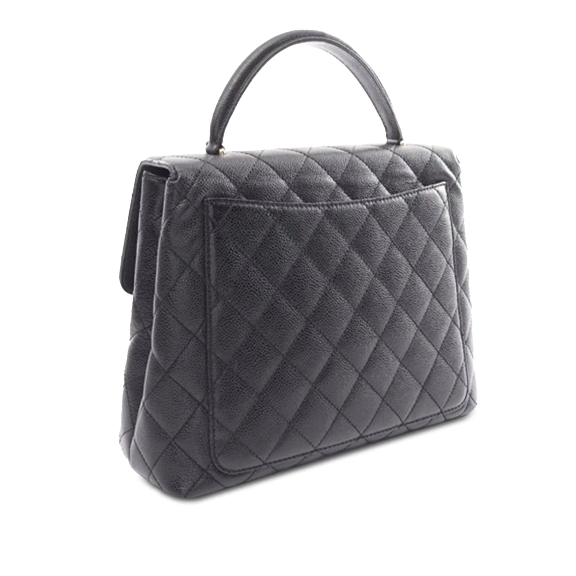 Black Chanel Caviar Kelly Top Handle Handbag