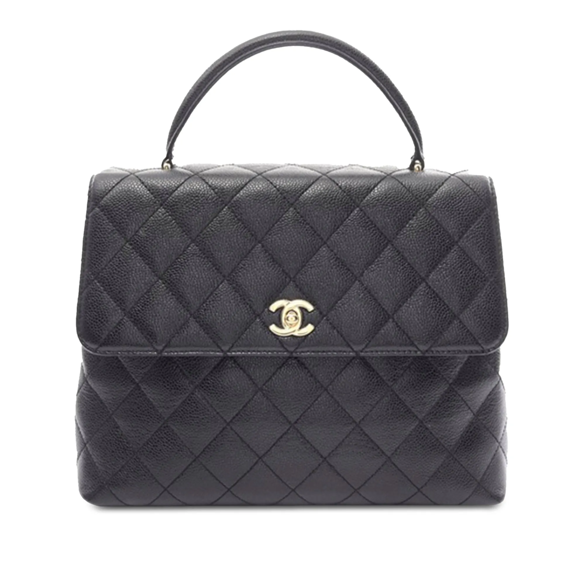 Black Chanel Caviar Kelly Top Handle Handbag