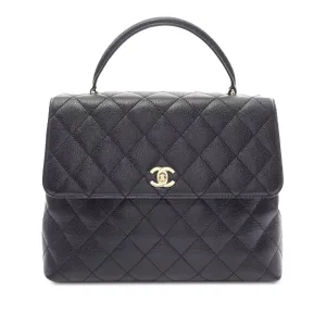 Black Chanel Caviar Kelly Top Handle Handbag