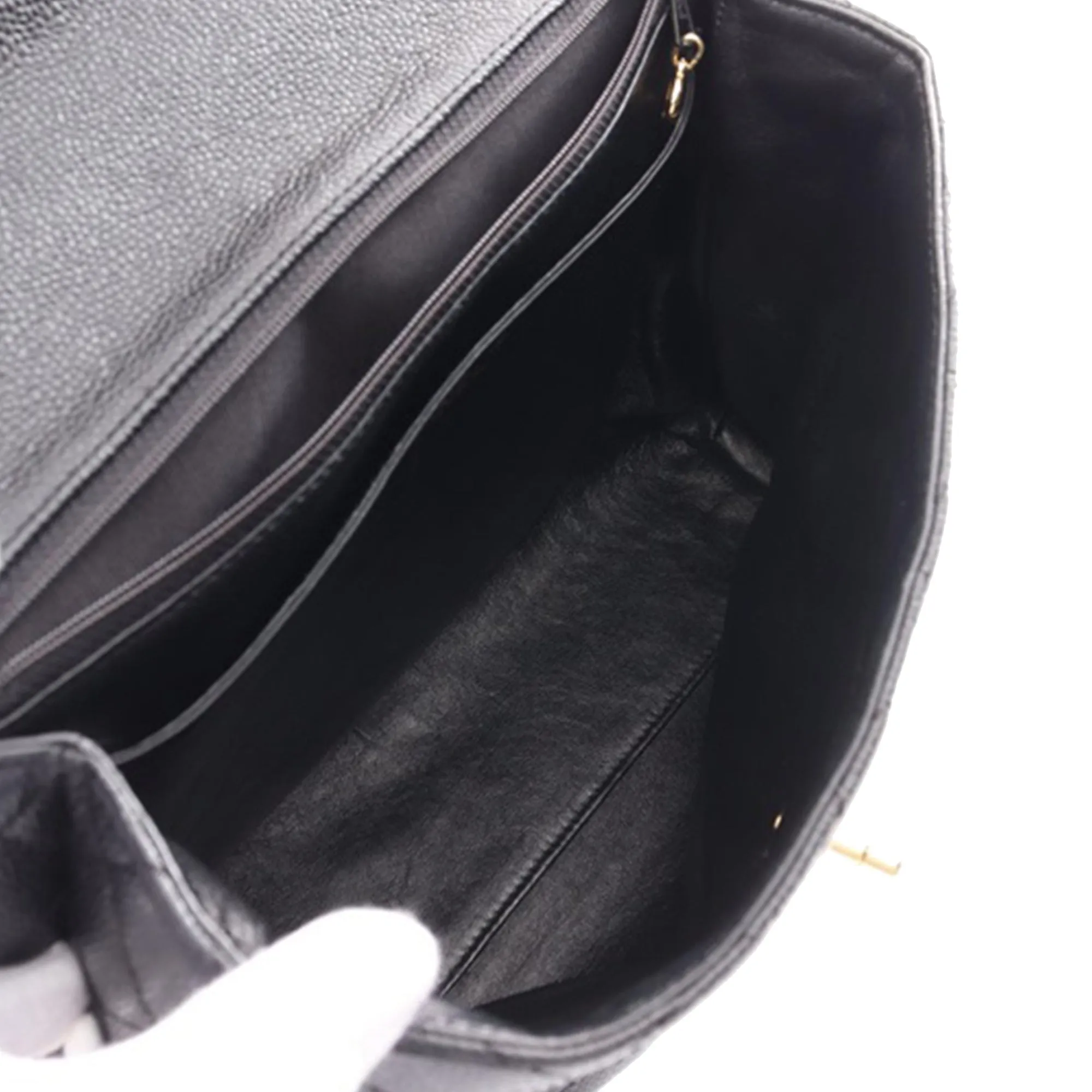 Black Chanel Caviar Kelly Top Handle Handbag