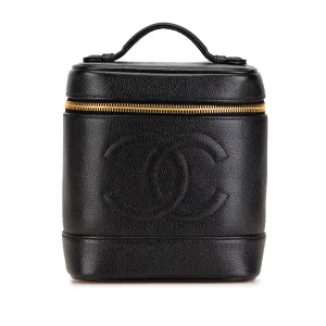 Black Chanel CC Caviar Vanity Case