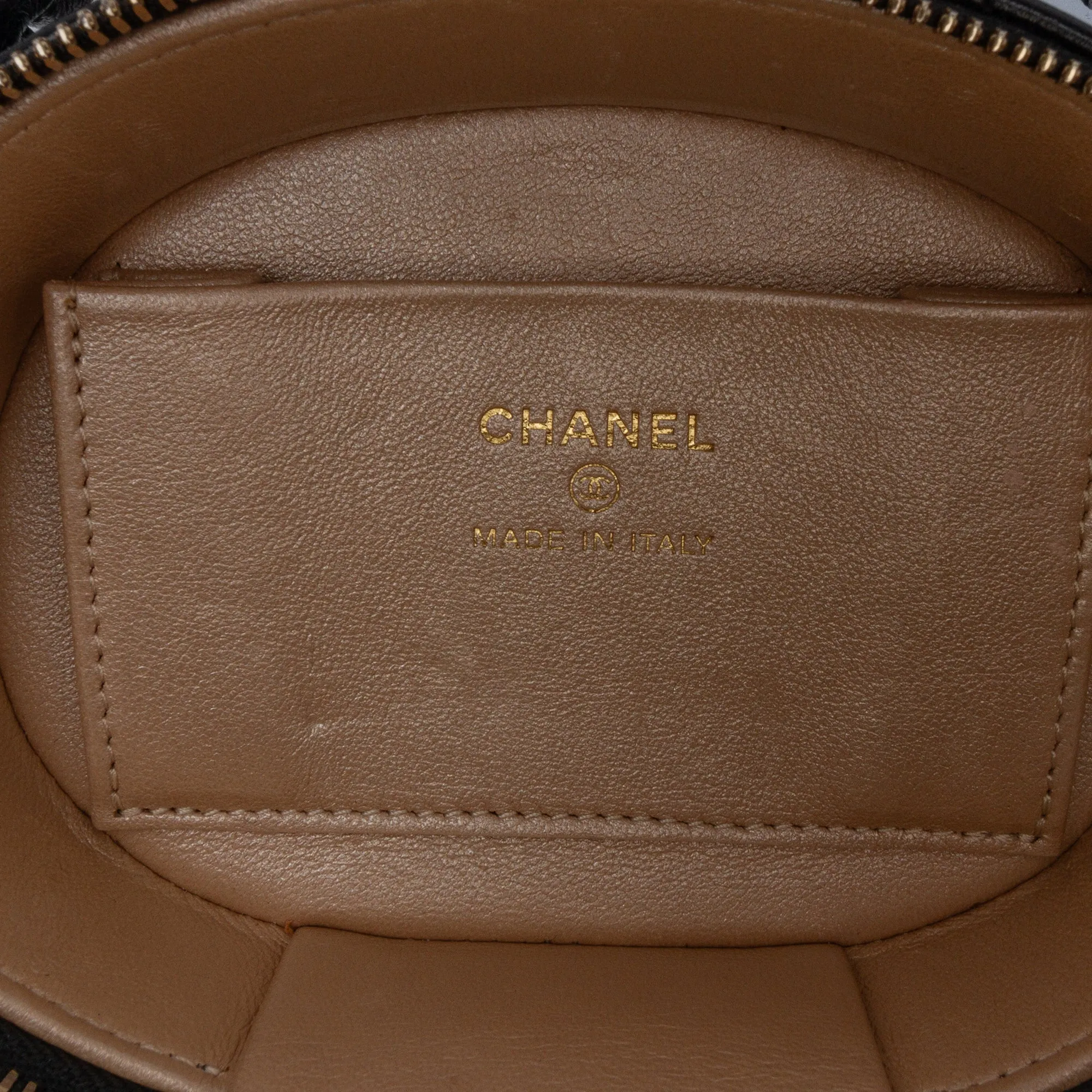 Black Chanel CC Lambskin Ruched Oval Top Handle Bag