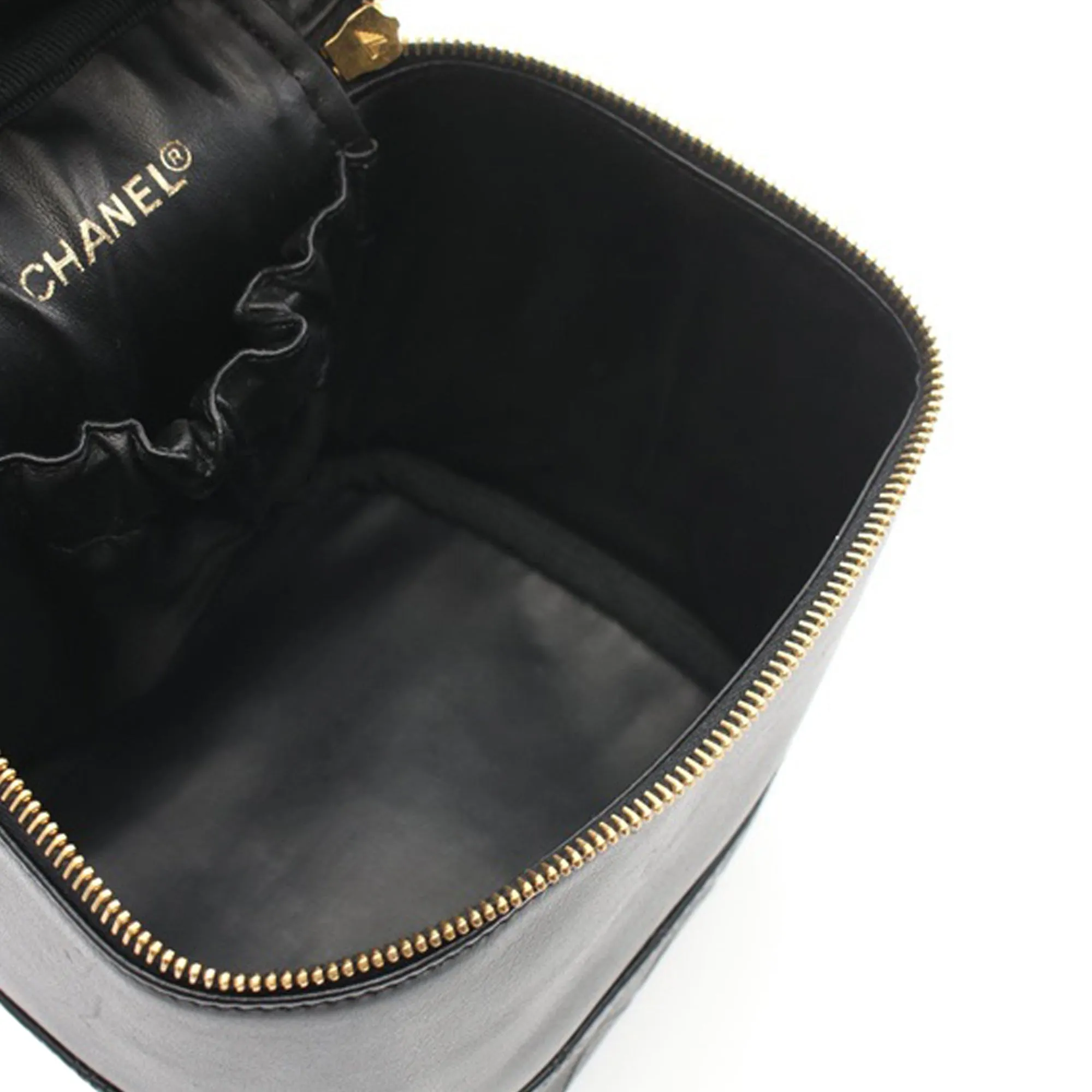 Black Chanel CC Lambskin Vanity Case