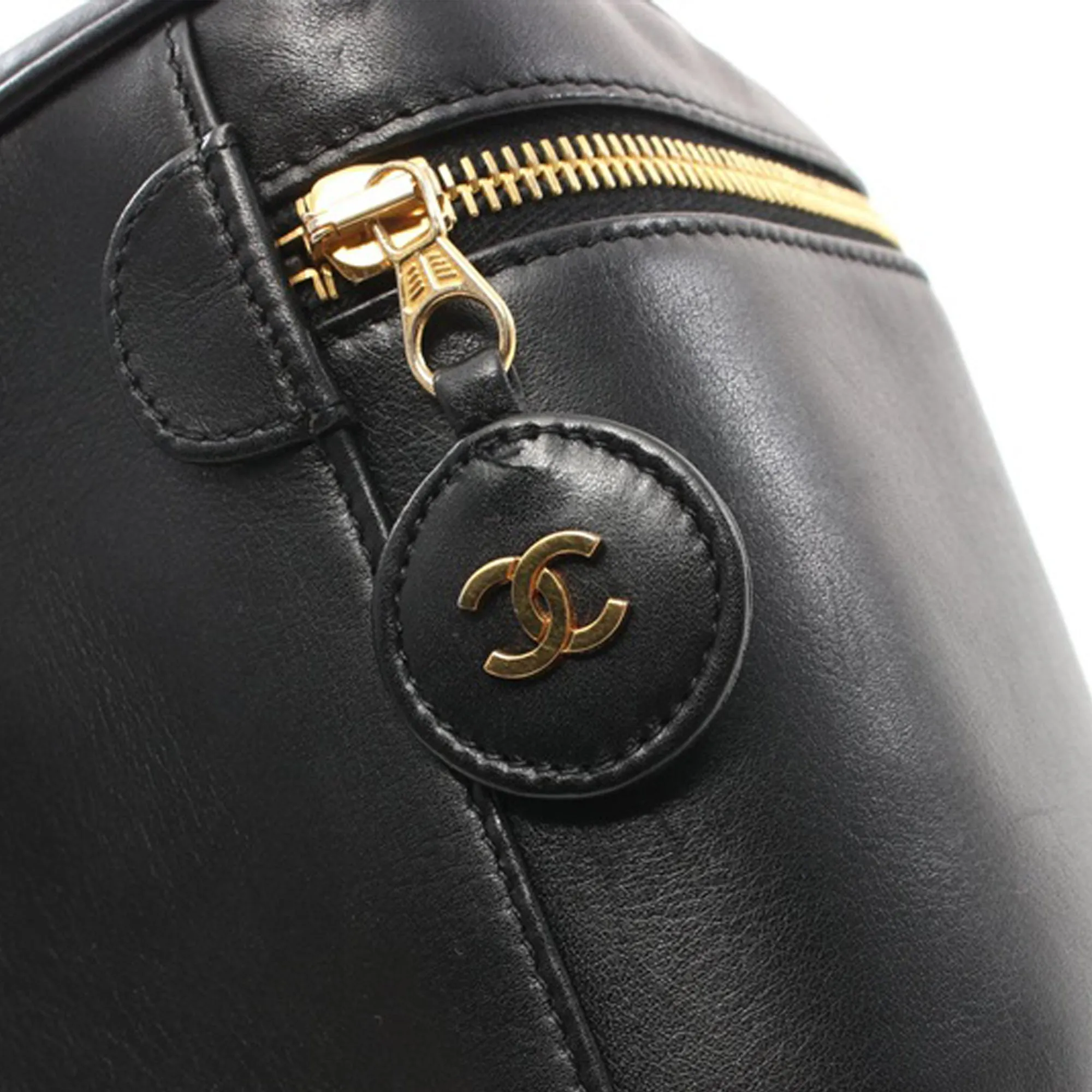 Black Chanel CC Lambskin Vanity Case
