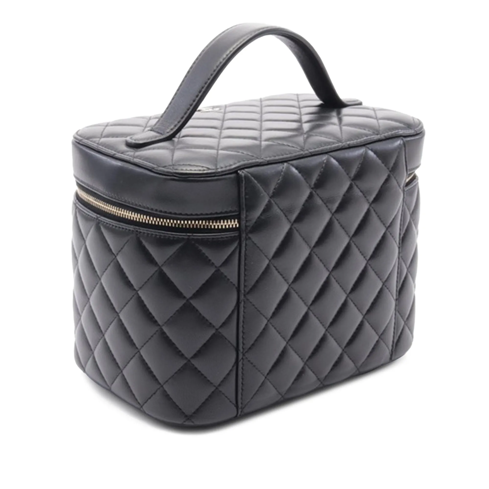 Black Chanel CC Quilted Lambskin Vanity Bag