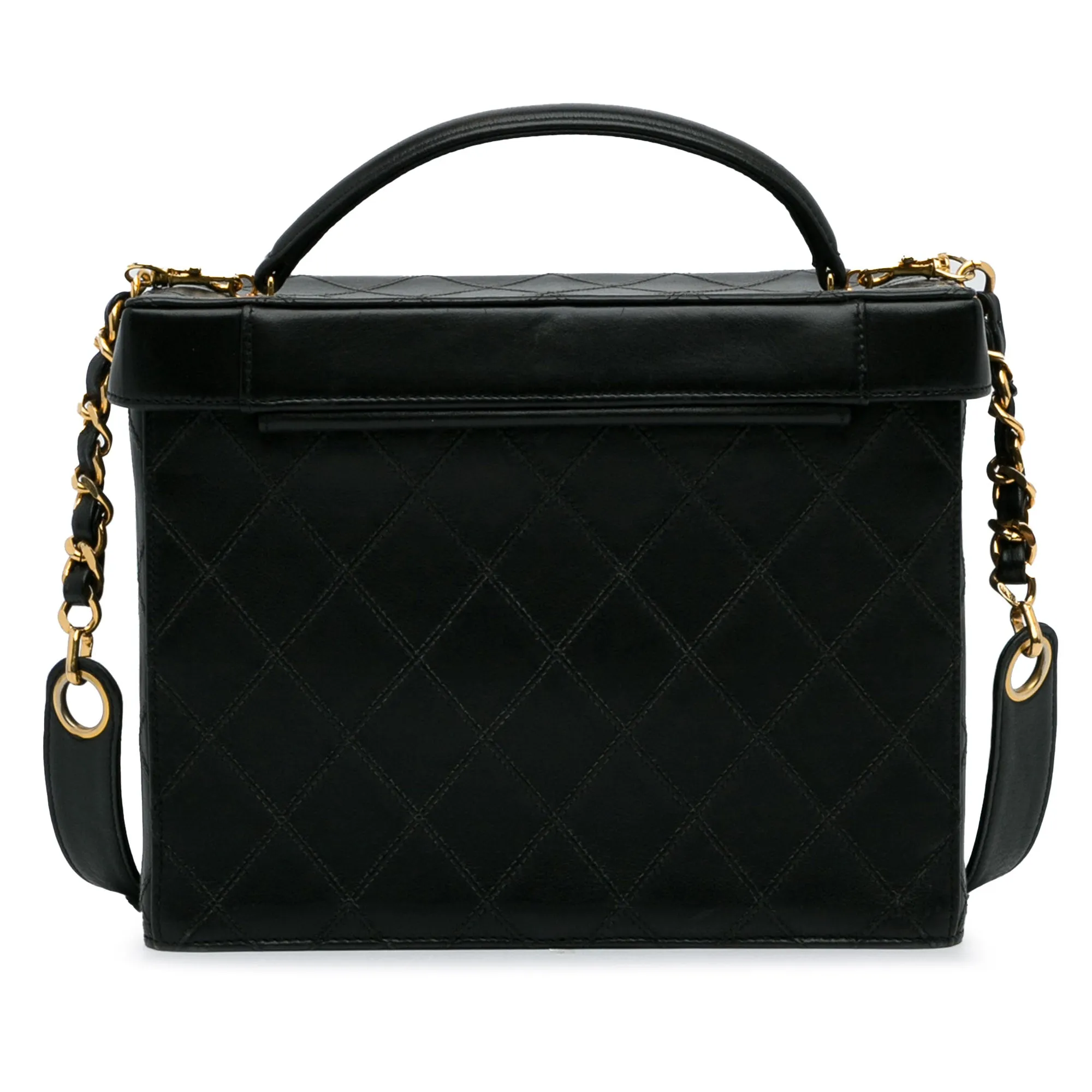 Black Chanel Matelasse Lambskin Vanity Bag