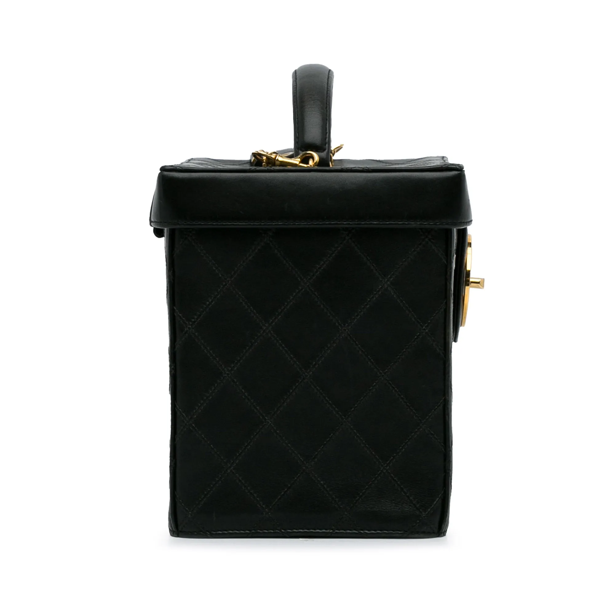 Black Chanel Matelasse Lambskin Vanity Bag