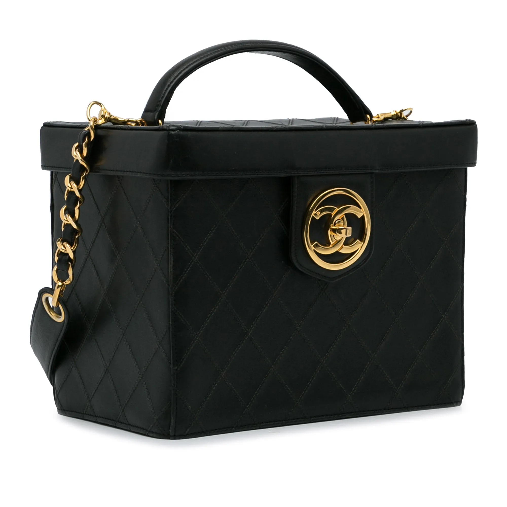 Black Chanel Matelasse Lambskin Vanity Bag