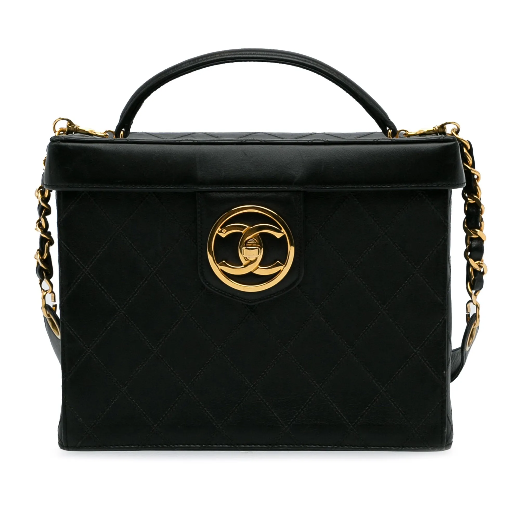 Black Chanel Matelasse Lambskin Vanity Bag