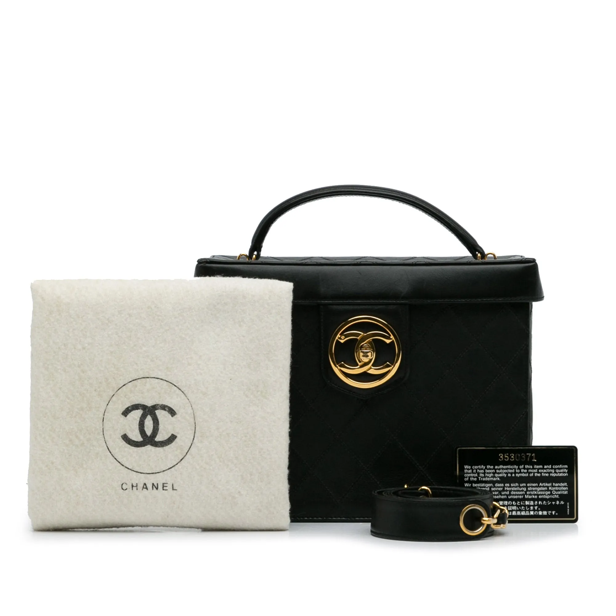 Black Chanel Matelasse Lambskin Vanity Bag