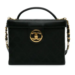 Black Chanel Matelasse Lambskin Vanity Bag