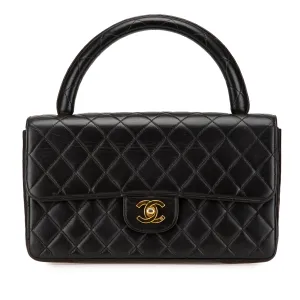Black Chanel Medium Lambskin Kelly Parent Top Handle Bag