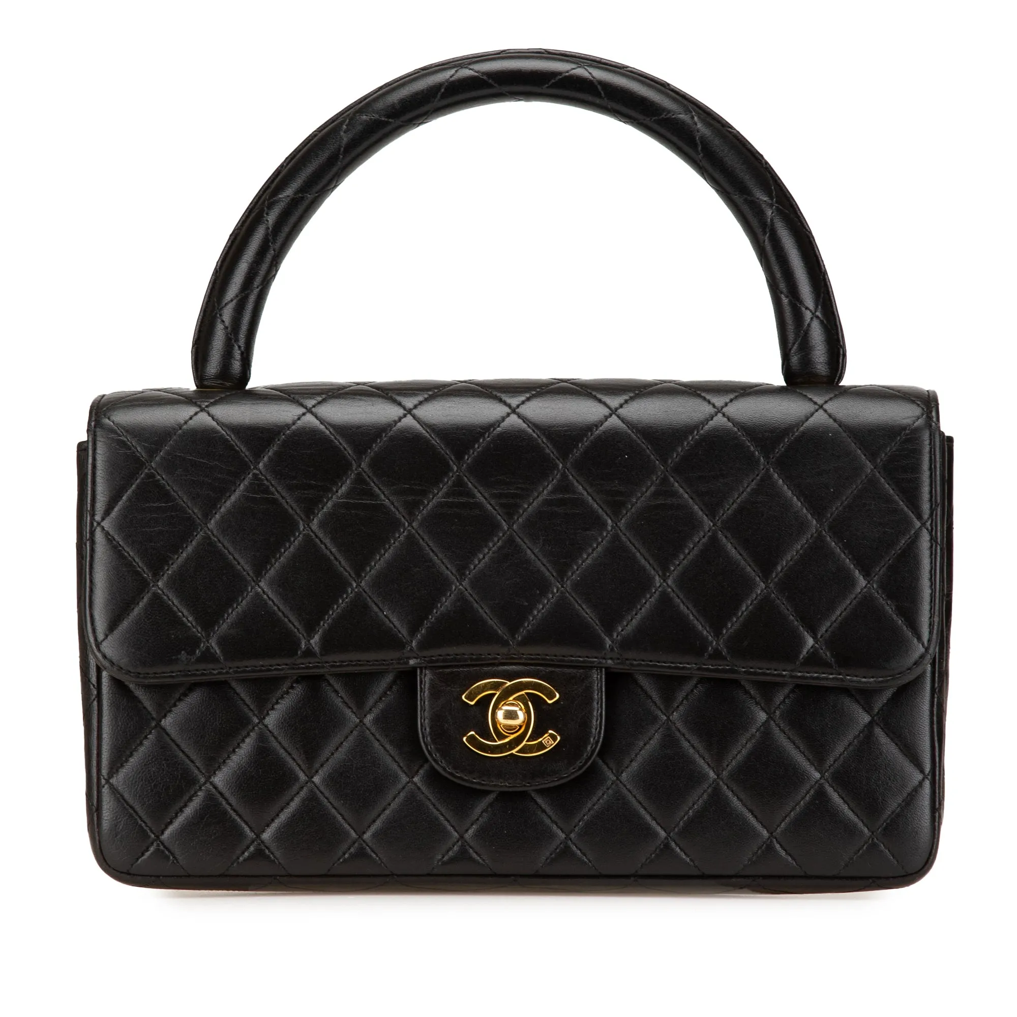 Black Chanel Medium Lambskin Kelly Parent Top Handle Bag