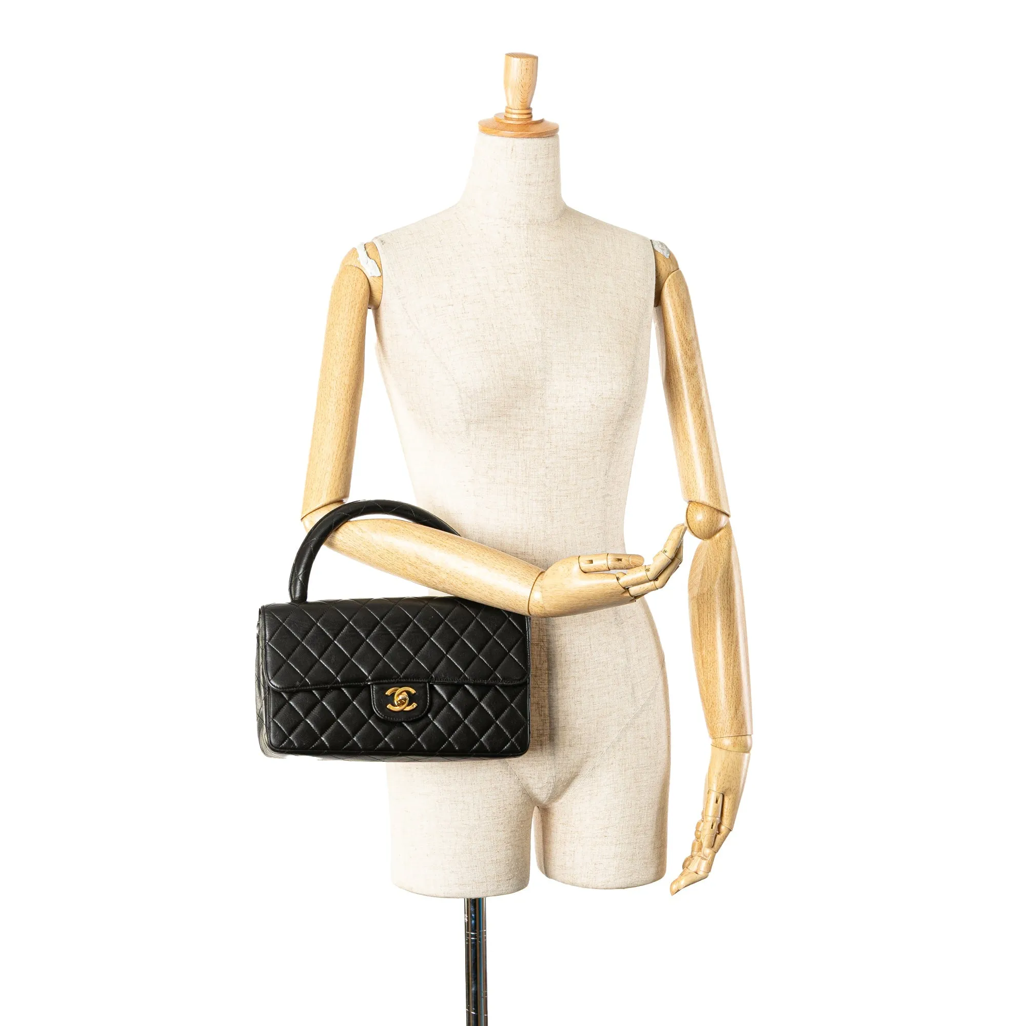 Black Chanel Medium Lambskin Kelly Parent Top Handle Bag