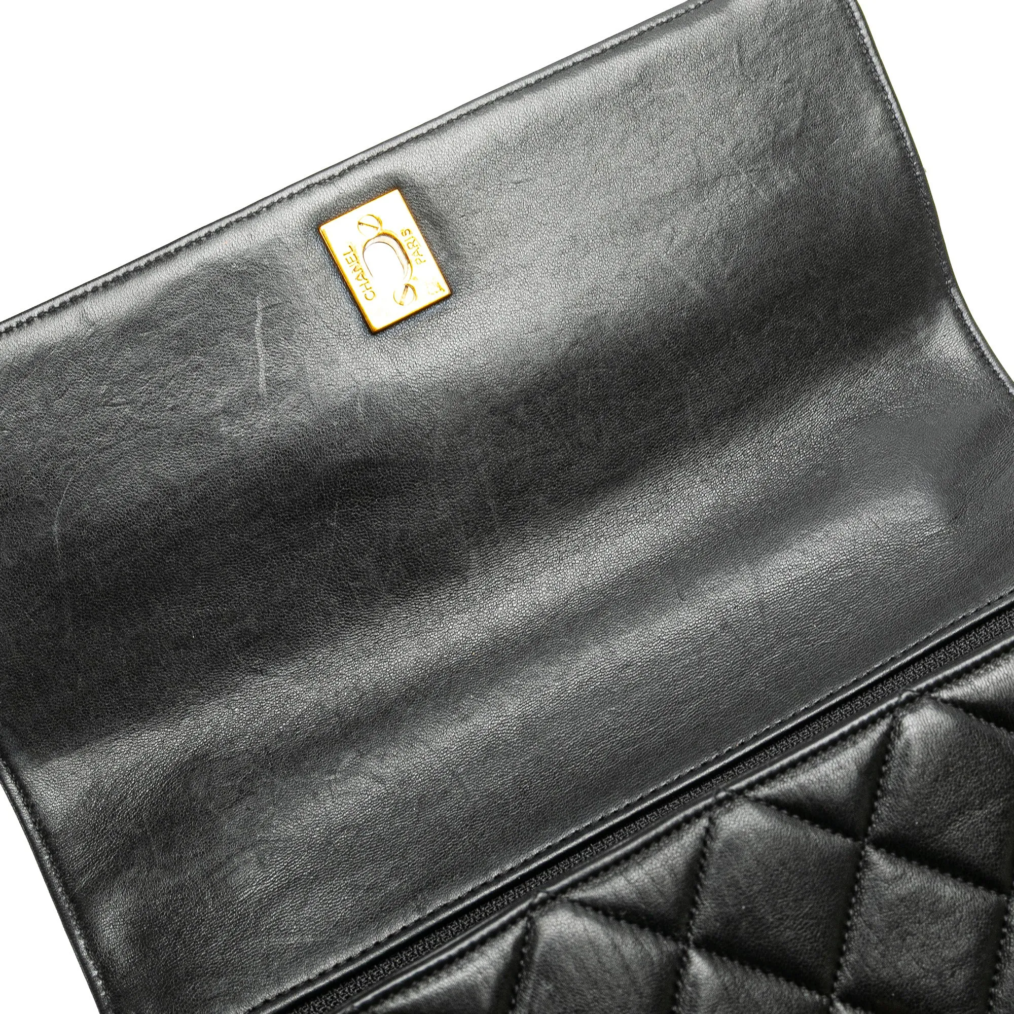 Black Chanel Medium Lambskin Kelly Top Handle Bag